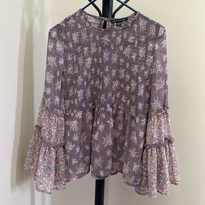 American Eagle gathered ruffled and ruched  blouse